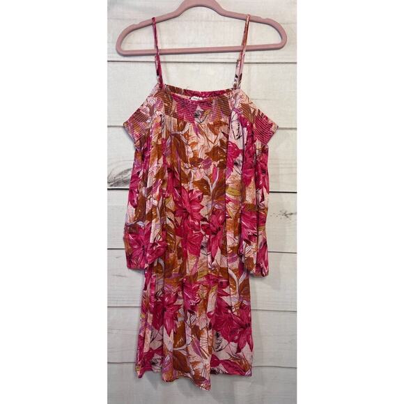 La Tascana Dress Off Shoulder Adjustable Straps SIze 10 Pink Floral - Picture 1 of 8